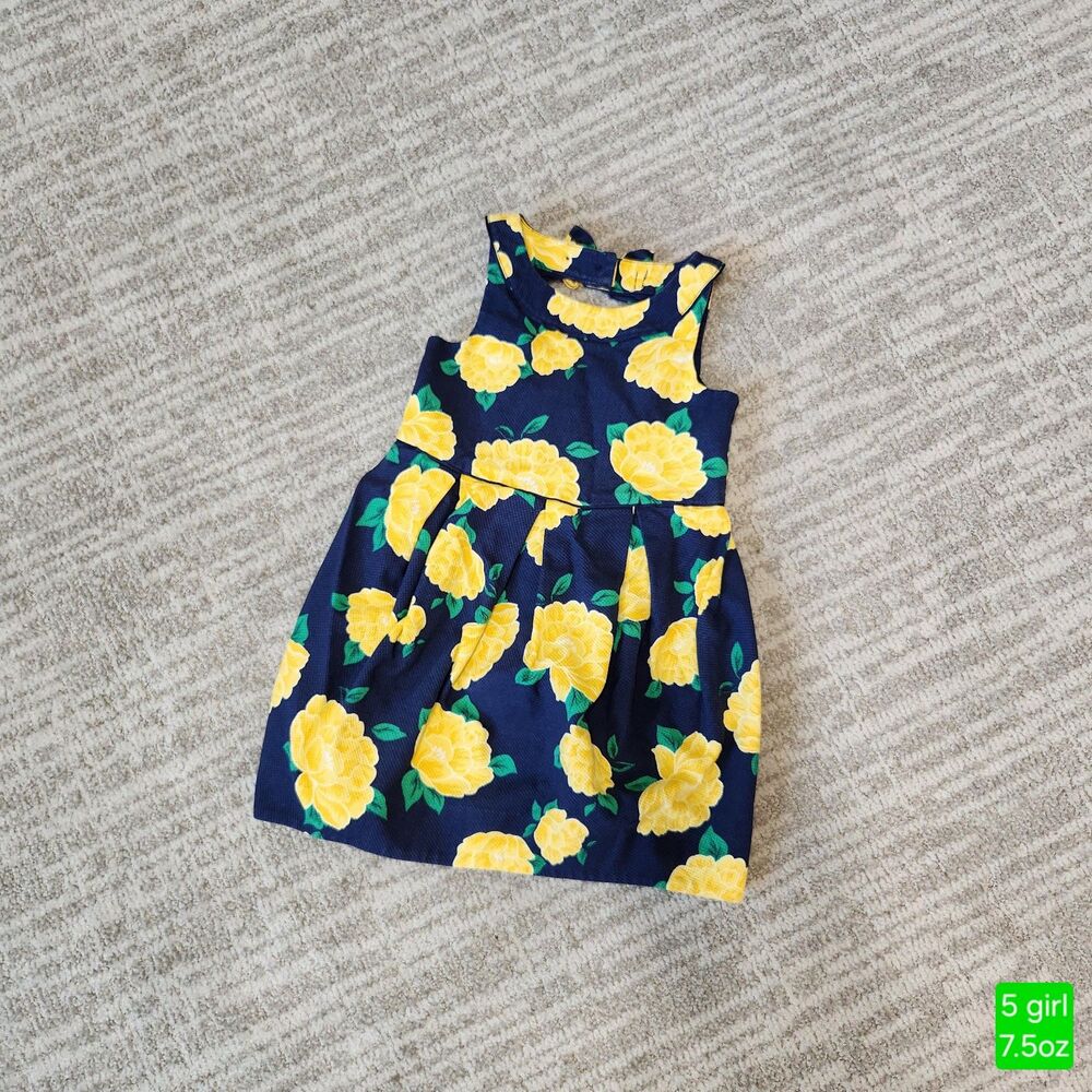 Janie and Jack girl's tank floral dress yellow blue size 5